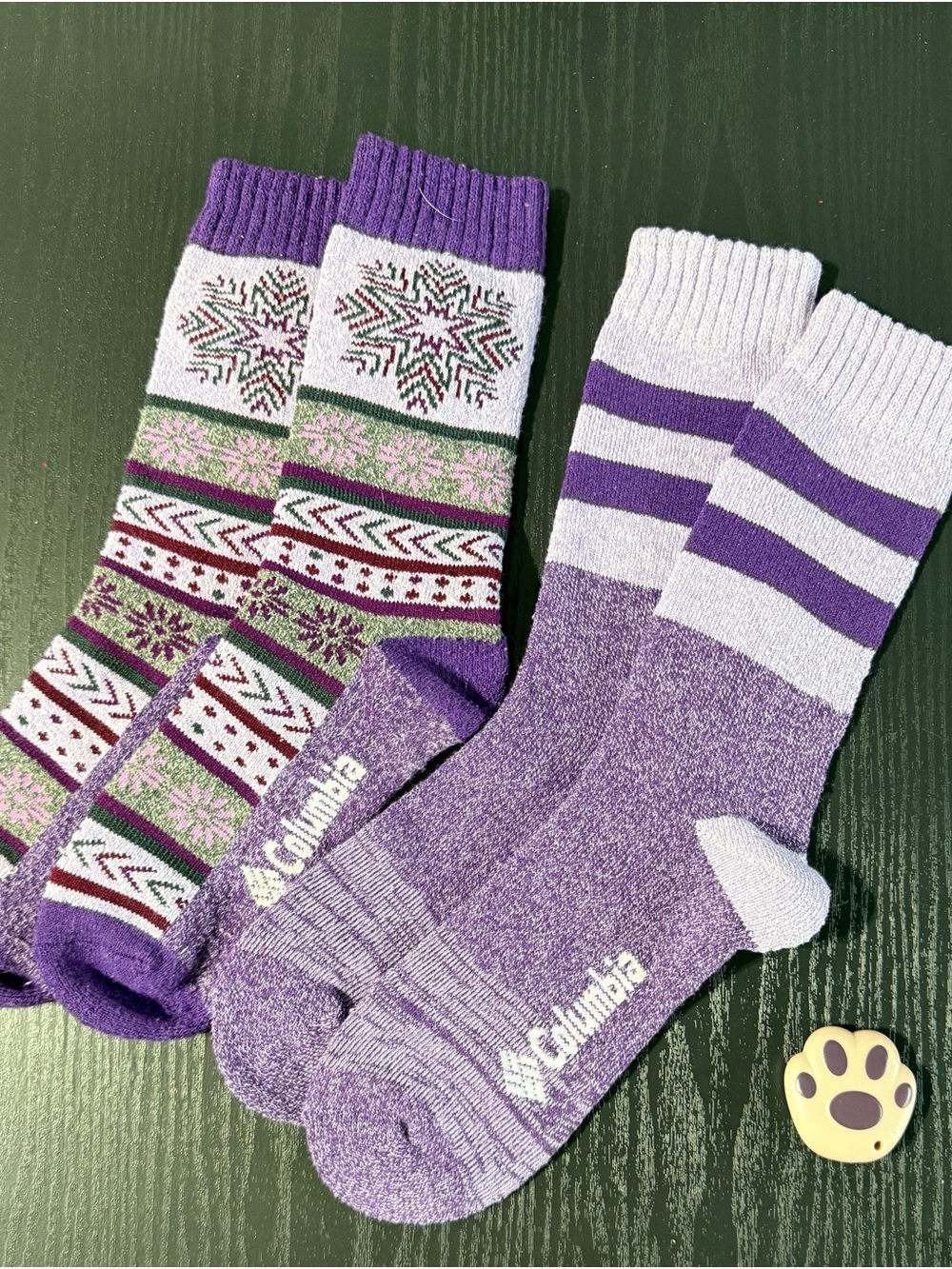 Columbia Unisex Purple Patterned Crew Socks - 2-Pack